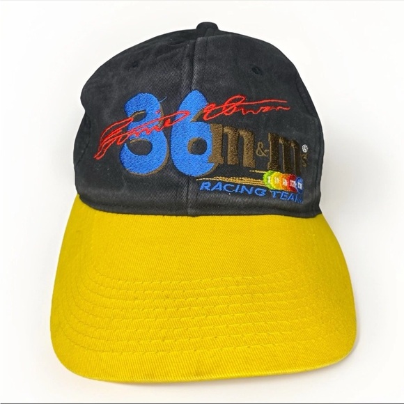 Vintage NASCAR M&M Racing Ernie Irvan 36 Black Yellow Hat Baseball Cap - Picture 2 of 7